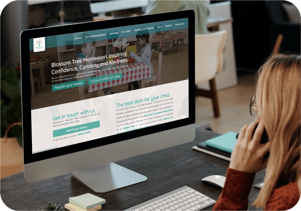 Ovivio website builder on a computer screen